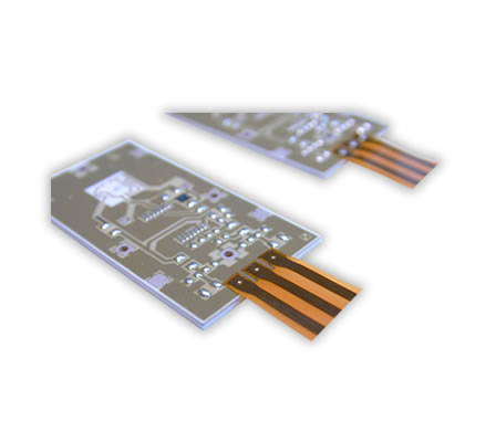 Soldering of a flex foil on an aluminium oxide PCB. 

Hot Bar Soldering with flat soldering bar. 

The positioning of the flex foil on the soldering pads of the PCB is realised with alignment pins and corresponding drillings in flex and PCB.